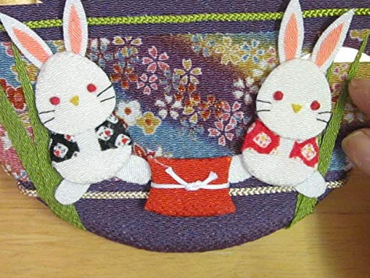Takara Chirimen Craft Kit Rabbit Tapestry - Moon-viewing