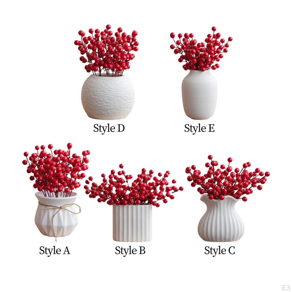 Artificial Fruits Ceramic Vase Home Desktop Planters Decoration Chinese Year Ornaments for