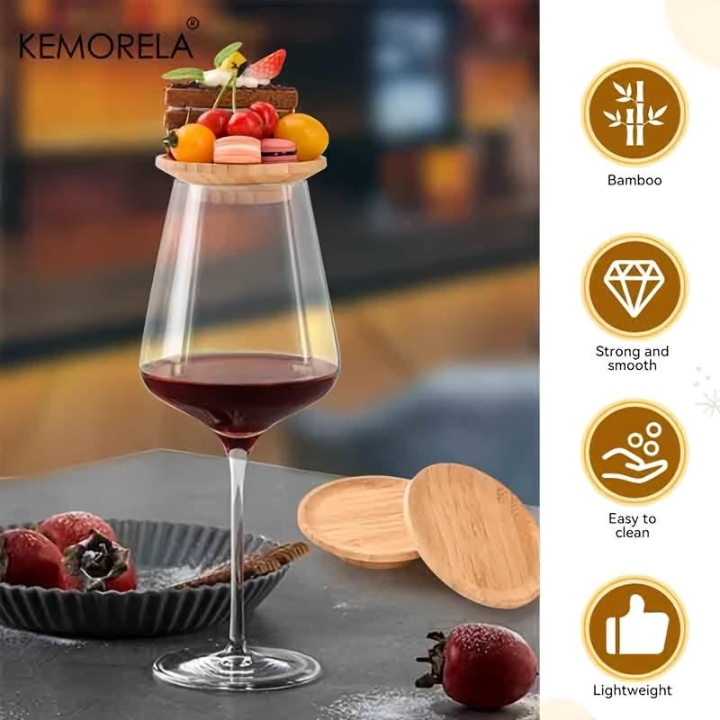 Bamboo Serving Coaster, 4/6PCS Round Appetizer Plate for Cheese Fruit & Snacks, Natural Tray for Wedding Bar Party Use