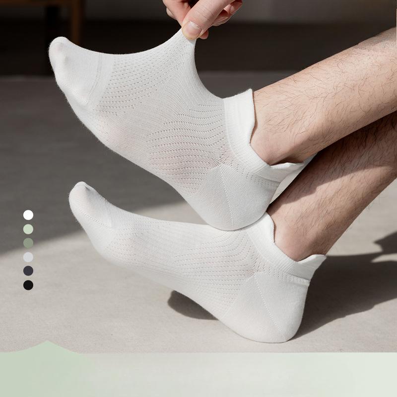 

Men s Spring and Summer Thin Cotton Sweat Absorbing Deodorizing Sports Boat Socks 1 pair білий