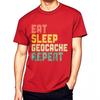 Unisex T-Shirt Atmungsaktiv Für ihn Rundhals-T-Shirt Neues T-Shirt Tragen Essen Schlafen Geocaching Wiederholen Trendiges Jungen-T-Shirt Trendiges T-Shirt
