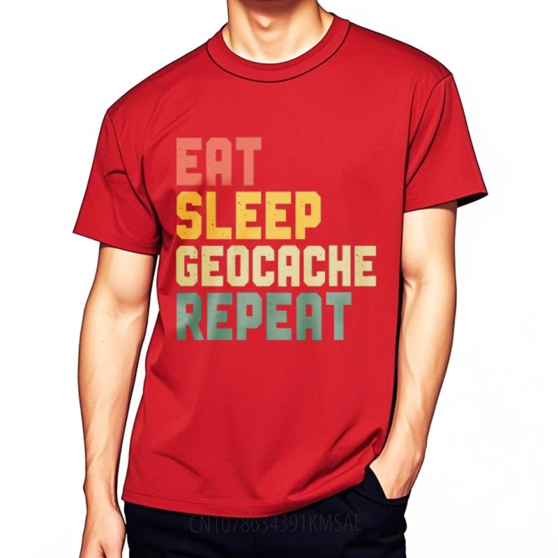 Unisex Tshirt Breathable For him Oneck tshirt New Tee Wear Eat Sleep Geocache Repeat Trendy Boys Tshirt Trendy Tshirt S