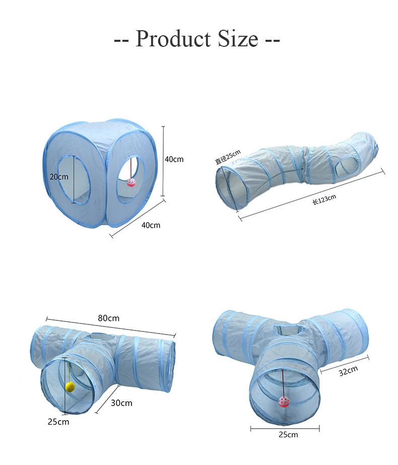 Cat Toys Gray 3-Way Foldable Pet Cat Tunnel Tube Toy Kitten Tunnel Toy with Peep Hole Pet Training Interactive Toy Tunnel Tube
