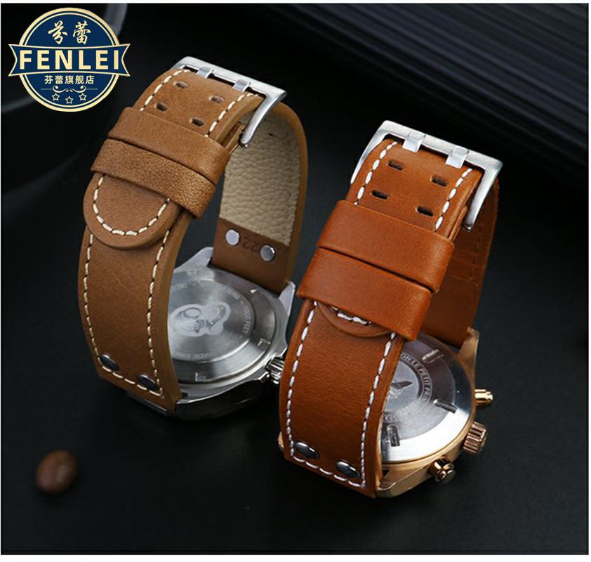 Για Λουράκι Ρολογιού Hamilton Khaki Aviation H77616533 H760250 Field Ανδρικό Γνήσιο Δέρμα Rivet Λουράκι Ρολογιού 20mm 22mm Καφέ Βραχιόλι