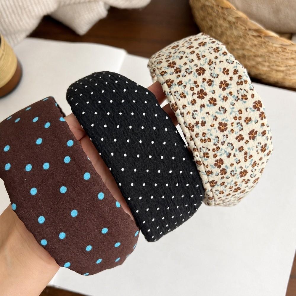 Sweet Wash Face Hair Band Wide Side Hair Accessories French Polka Dots Headband  For Women Girls