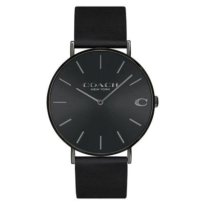 Charles Black Leather Men's Watch  14602434