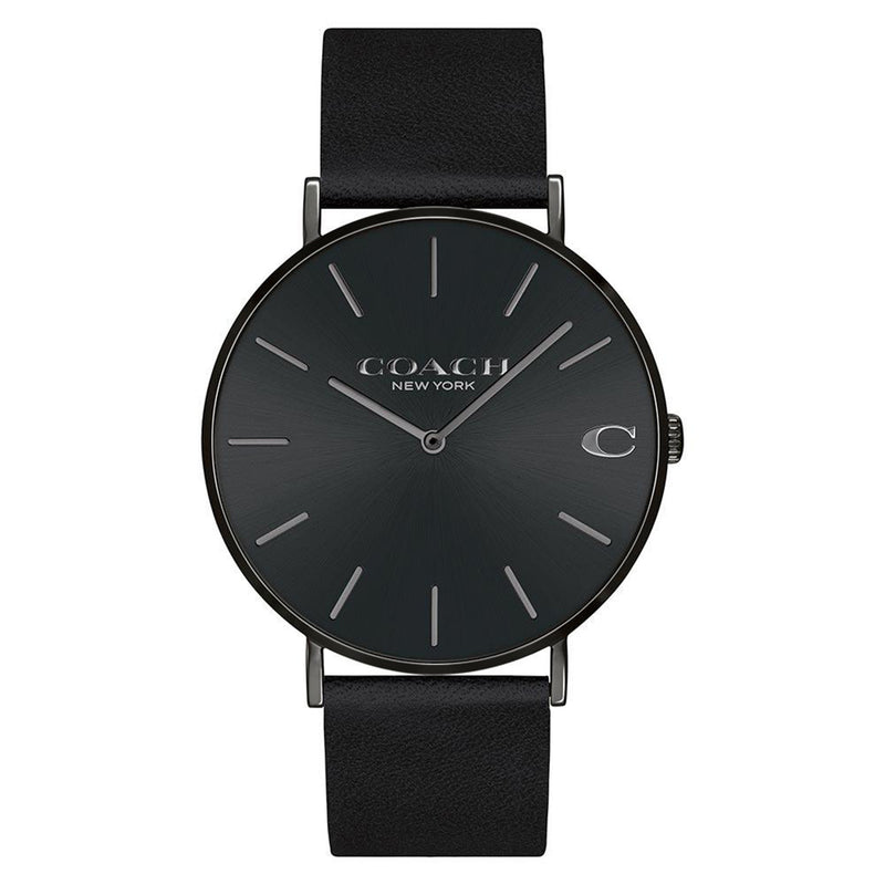 

Coach Charles Black Leather Men s Watch 14602434 чорний