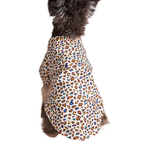 Dog Costume Leopard Printing Cute Adorable Breathable High Elasticity Dress-up Lapel Collar Pet