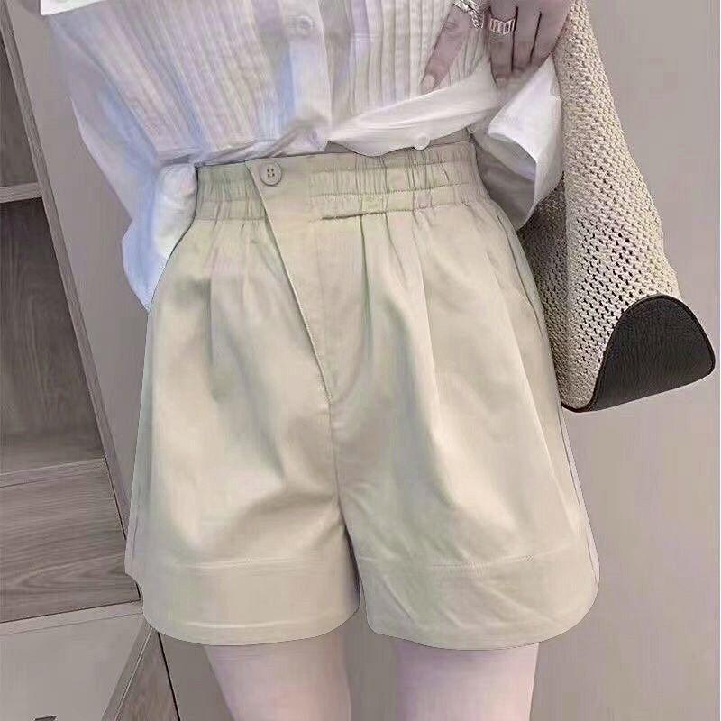 Women's 100% Cotton High Waist Summer Casual Plus Size Wide Leg Shorts