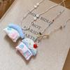 Flower Korean Beaded Necklace Jewelry Clavicle Necklace Pink Blue Bohemian Choker  Women