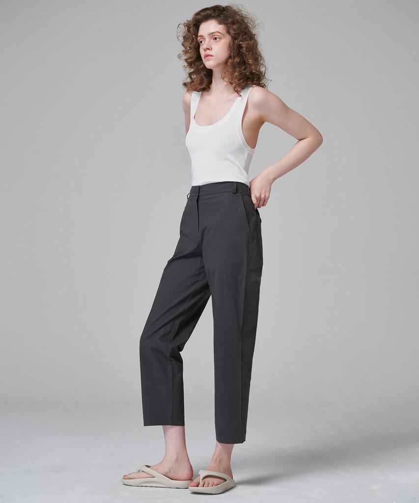 MALOUPE 2124 Summer Crop Lightweight Cotton Pants (Dark Gray)