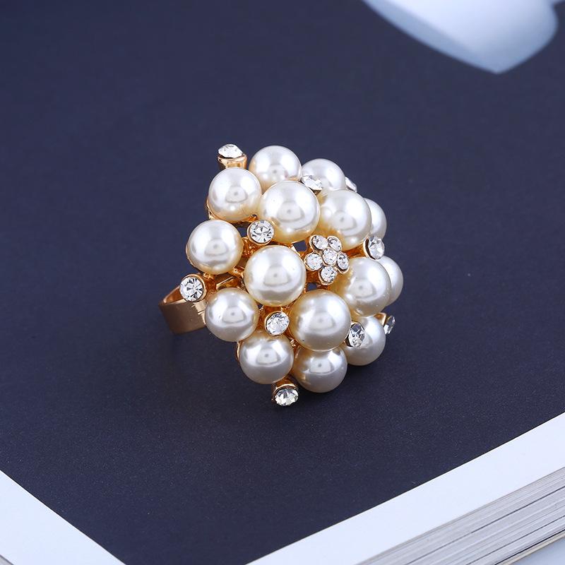 Elegant Floral Diamond Knuckle Ring - Adjustable Retro European Style