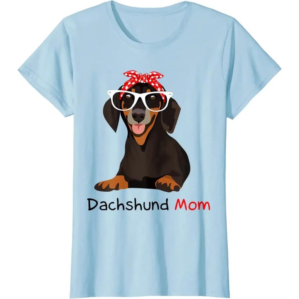 Dachshund Mom Bandana Womens Dachshund Dog T-Shirt Casual Cotton Daily Four Seasons Vintage T Shirt Tees Streetwear