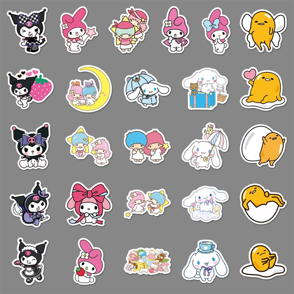 51 Sanrio Stickers: KT Cat, Pompompurin, Cinnamoroll - Waterproof Cartoon Decoration for Suitcases