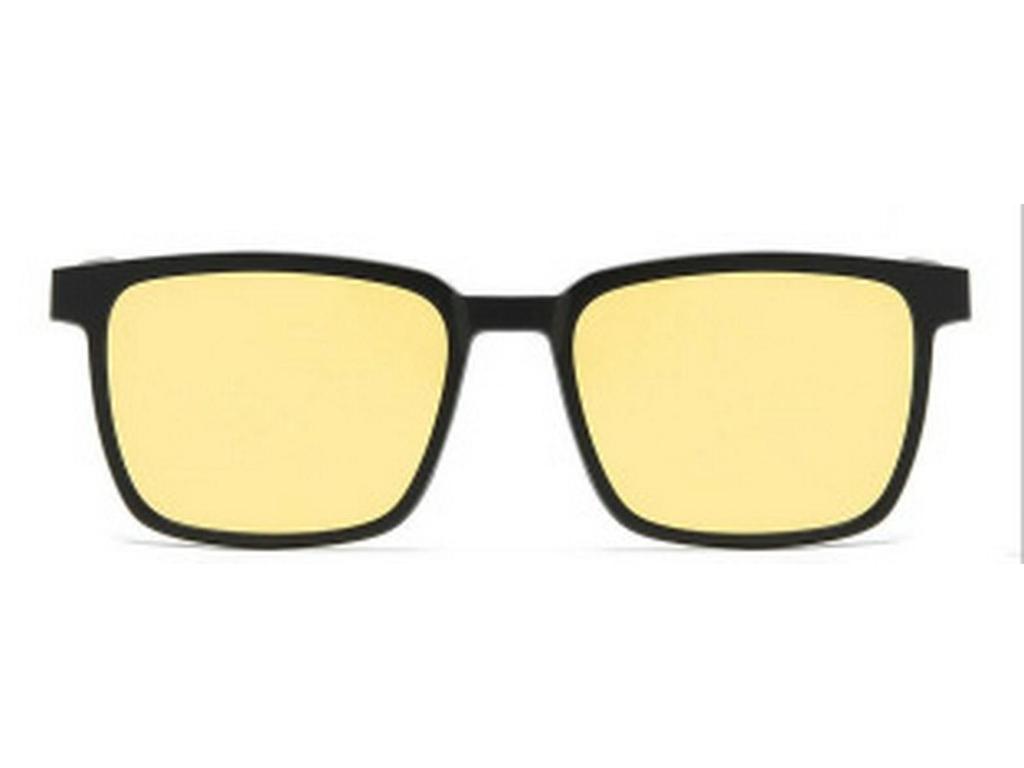 2191 Polariserade Nattseende Clip-on Glasögon för Män & Kvinnor - Magnetiska, Fyrkantig Ram, Myopi-Kompatibla Solglasögon