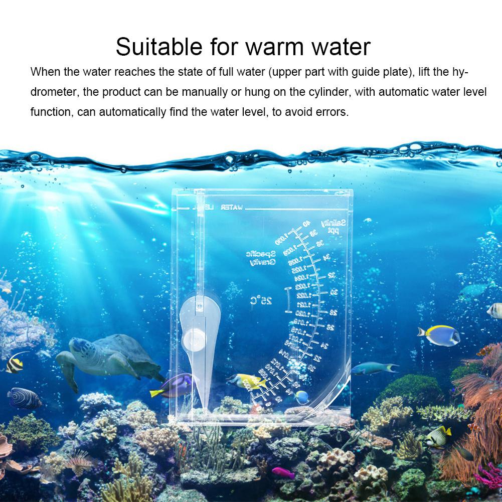 Salinity Tester, Plastic Hydrometer for Aquariums with Automatic Water 1.020-1.023 Specific Gravity Range for Fish S (68-86F)
