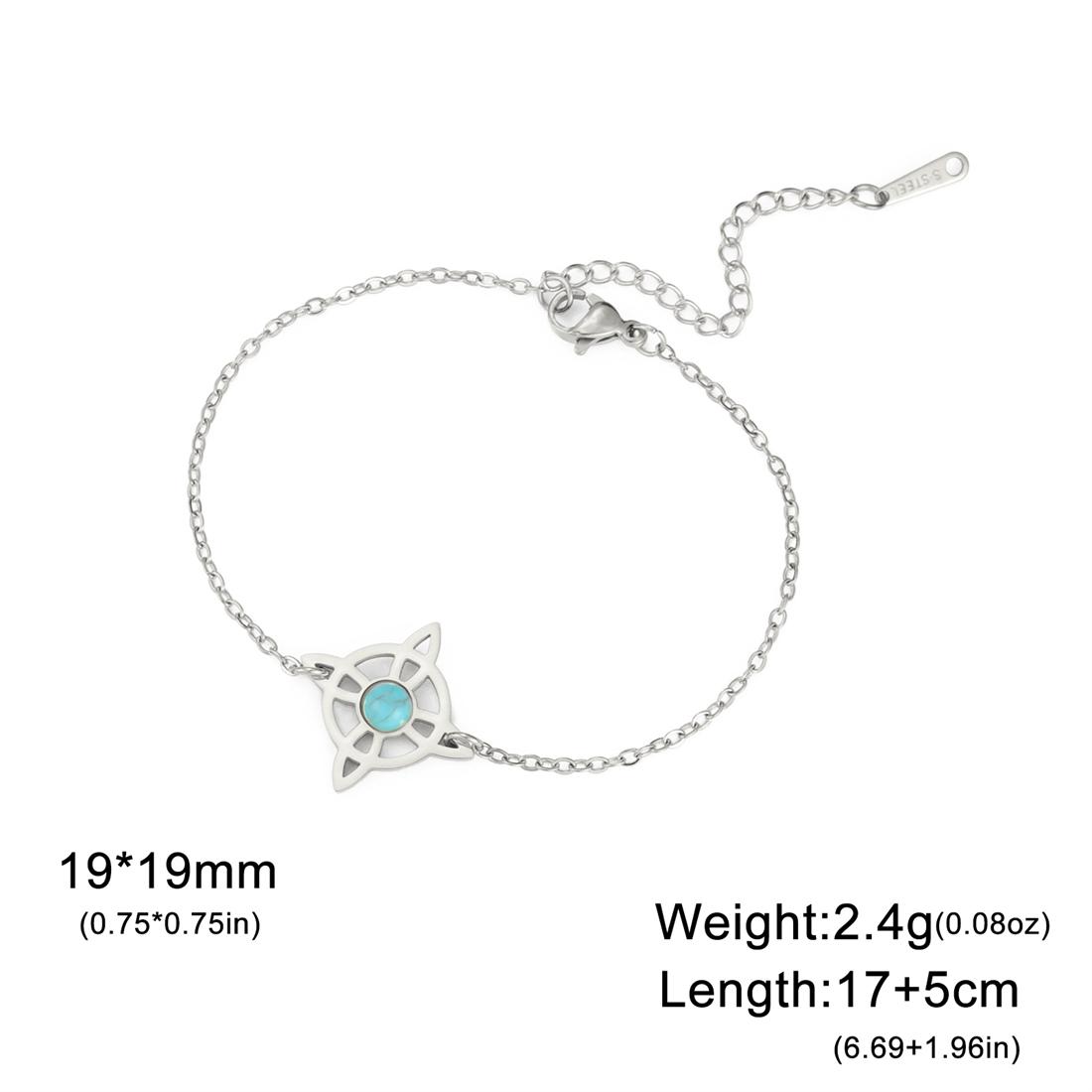 Blue Stone Witch Celtic Knot Bracelet Stainless Steel Classic Witch Knot Double Chain for Women Jewelry Gift Wholesale