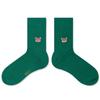 SNOOZY Rat Panda Face Embroidered Socks (Natural Green)