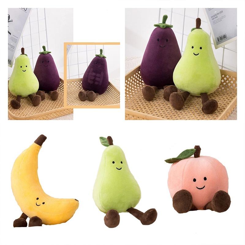 Adorable Fruit Party Plushies For Kids- Banana, Eggplant, Peach, And Pear Options!
