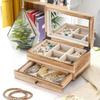 Wooden Jewelry Box Large 2Layers Multi Functional Organizer Jewelry Aesthetic Storage Box Retro Luxury Personalized Packaging Ornaments Funny Gifts