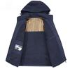 Winter Men Fleece Warm Outdoor Windproof Detachable Hooded Jacket Men Solid Zipper Waterproof Casual Fashion Jacket Male Coat