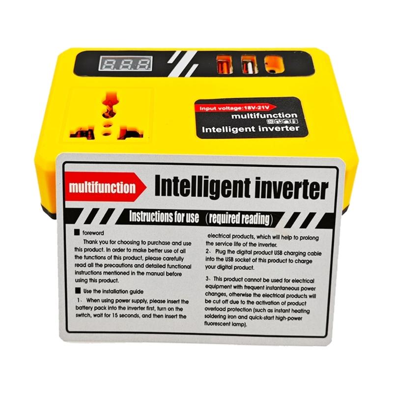 Multiple Outlet Intelligent Battery Inverter 18-21V To 220V Inverter Adapter Power Supply Inverter for Home Appliance