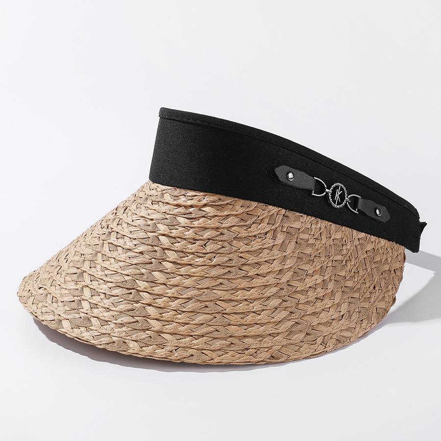 Style Hat Versatile Straw Woven Fashionable Solid Color Female Sunshade Hatscaps