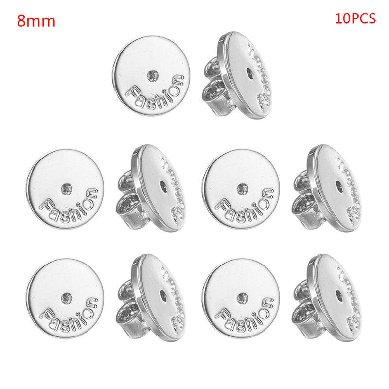 10 Pieces Gold Silver Color Earring Back Pad DIY Alloy for Butterfly Earring Sto 8mm серебряный