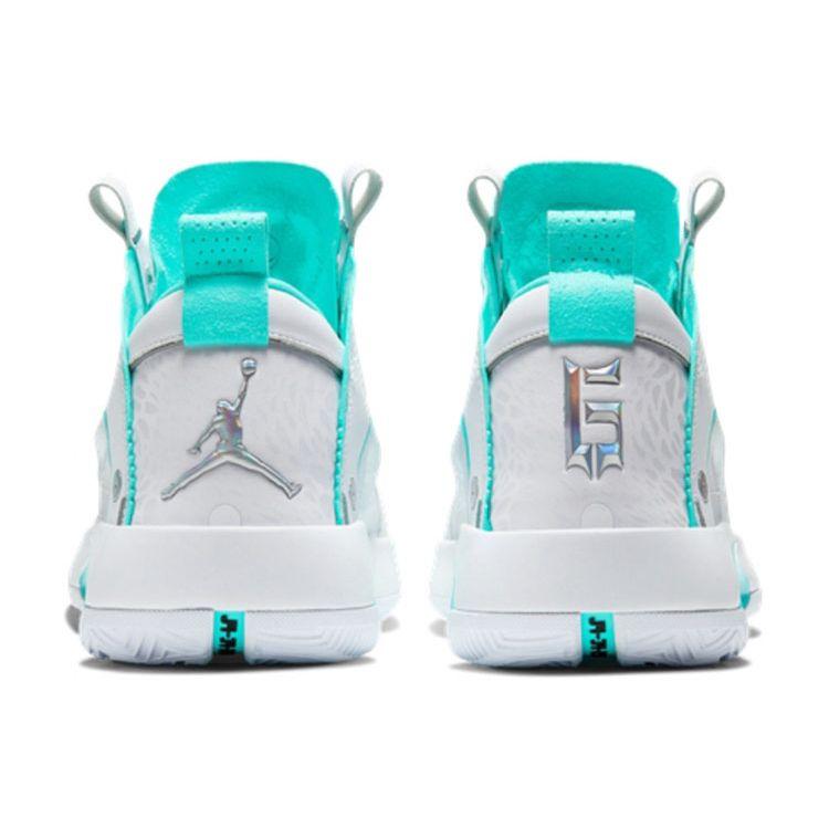 Air Jordan 34 PF Guo Ailun PE Men Sneakers White Metallic-Silver Aurora-Green BQ3381-103