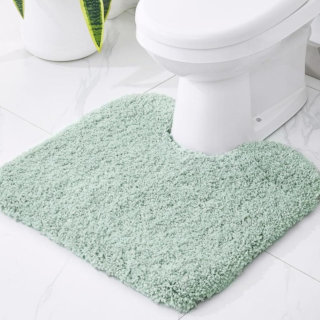 Alfombrilla de suelo para baño engrosada en forma de U, material de felpa, alfombrilla absorbente para bañera, alfombrilla antideslizante para pies, alfombra pequeña de baño, entrada