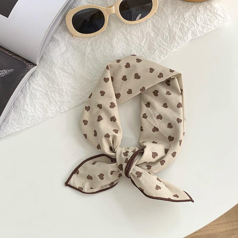 Silk scarf neck small square scarf high-end new versatile decorative small scarf polka dot headscarf pastoral hair band tied hair