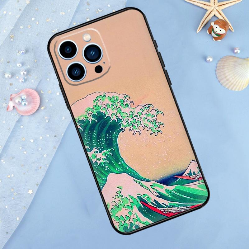 Japanese Great Wave of Kanagawa Phone Case For iPhone 14 13 12 11 15 16 Pro Max 7 8 Plus XR X XS Max 12 13 Mini Cover Case