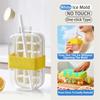 Silicone One-click Ice Mold Bottle Cooler Cup with Straw Ice Cube Tray with Lid for Freezer Creative NO TOUCH Mould for Summer