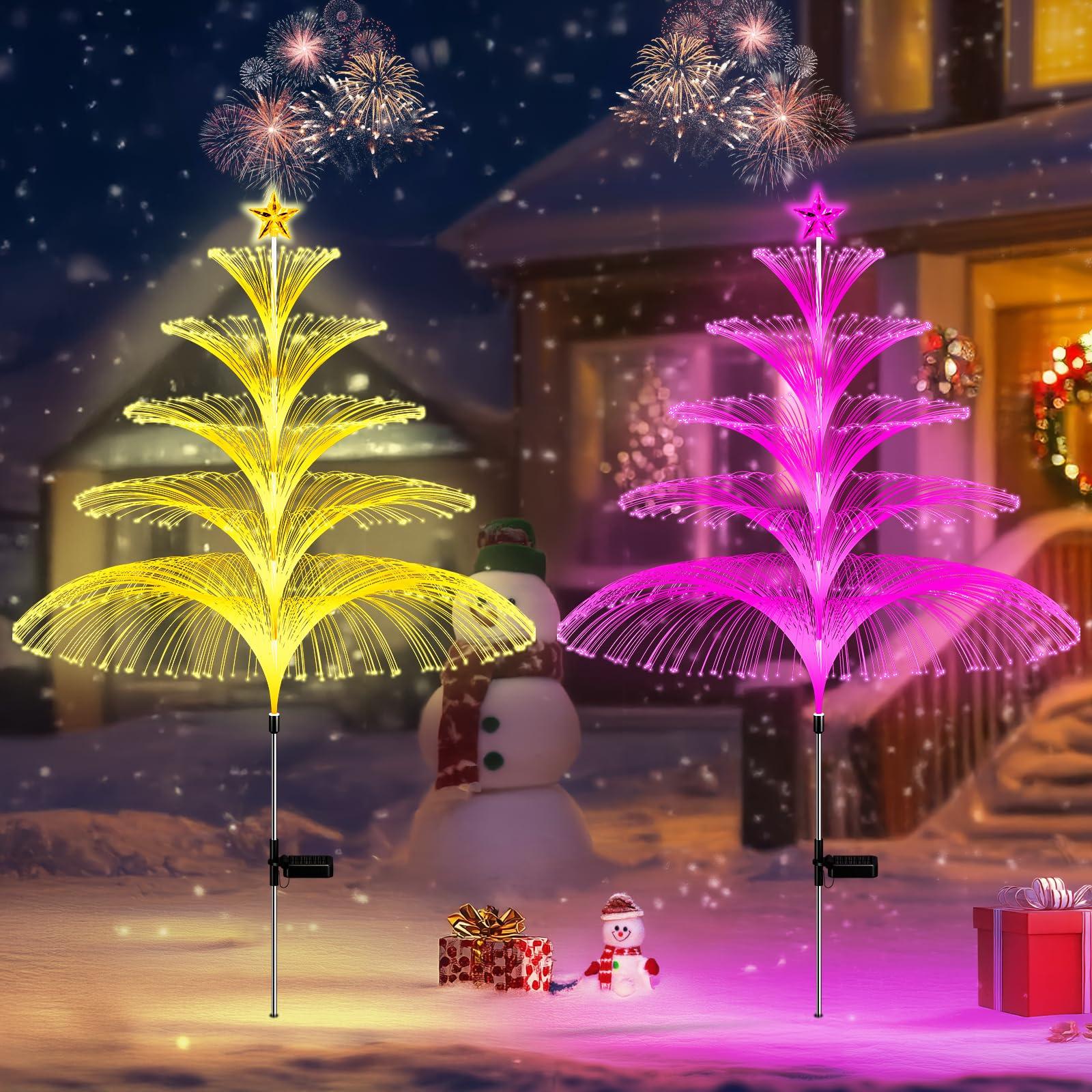

LETMY Christmas Decorations, Outdoor Illumination, Solar Lights, Waterproof and Snowproof, IP65 LED, Seven Color Changing, Automatic OnOff, High