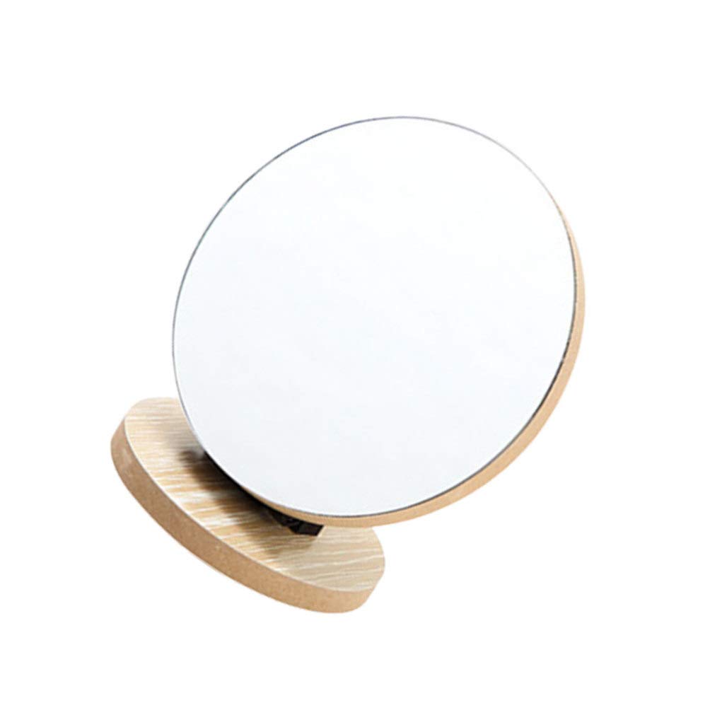 Wooden folding vanity tabletop stand adjustable and beige mirror, mirror, mirror, swivelable, (13.512.8 cm)