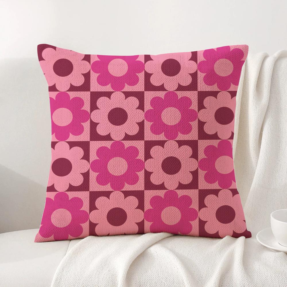 Sweet Geometrical Florals Cushion Cover Natural Linen Organic Fabric DoubleSided Printing Sofa Home Decor Gift Pillow Cover