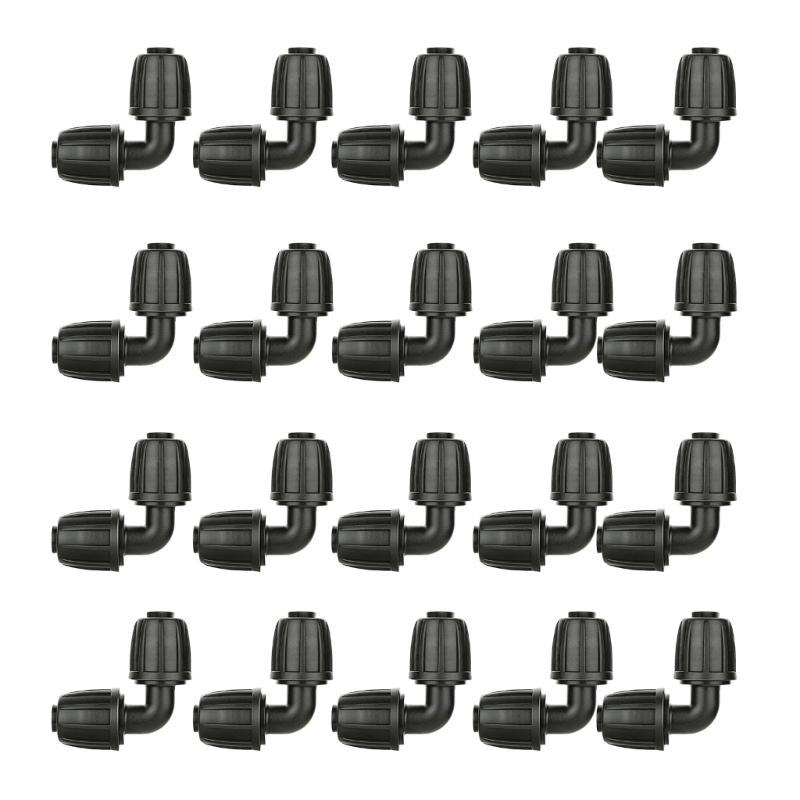 20 Pieces Durability Irrigation Elbow Connectors Leakproof Joints forDrip Systems Quick Installation No Tools Required