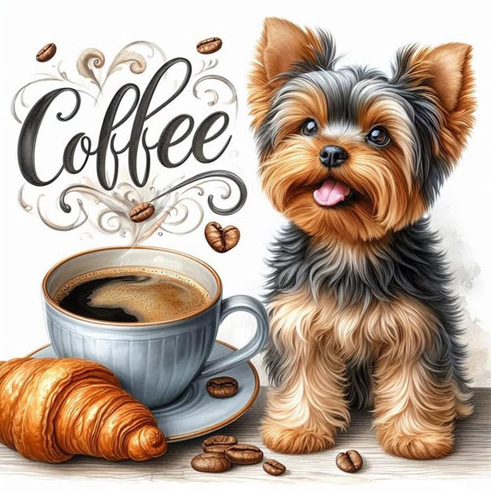 

Coffee Animal 5D DIY Full Drill Round Diamond Painting Kit for Home Wall Decor