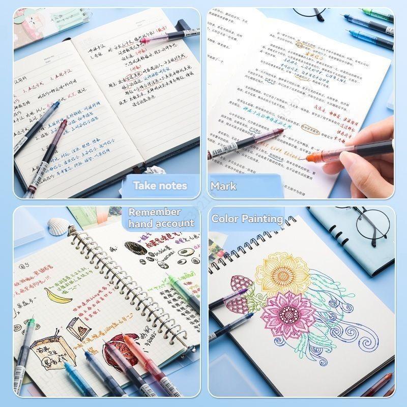 5-50PCS Straight Liquid Color Pen Set, Fine Tip Gel Pens for Drawing Pens for Writing Pen Office Kawaii School Supplies Cute Pen