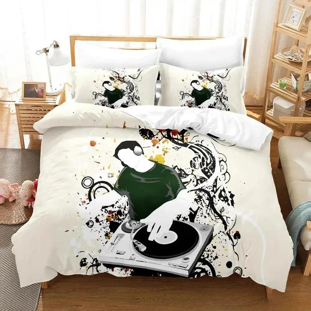 3D Music DJ Rock Comfortable Duvet Quilt Cover Pillowcase Bedding Set Children Bedroom Decoration Home Textile