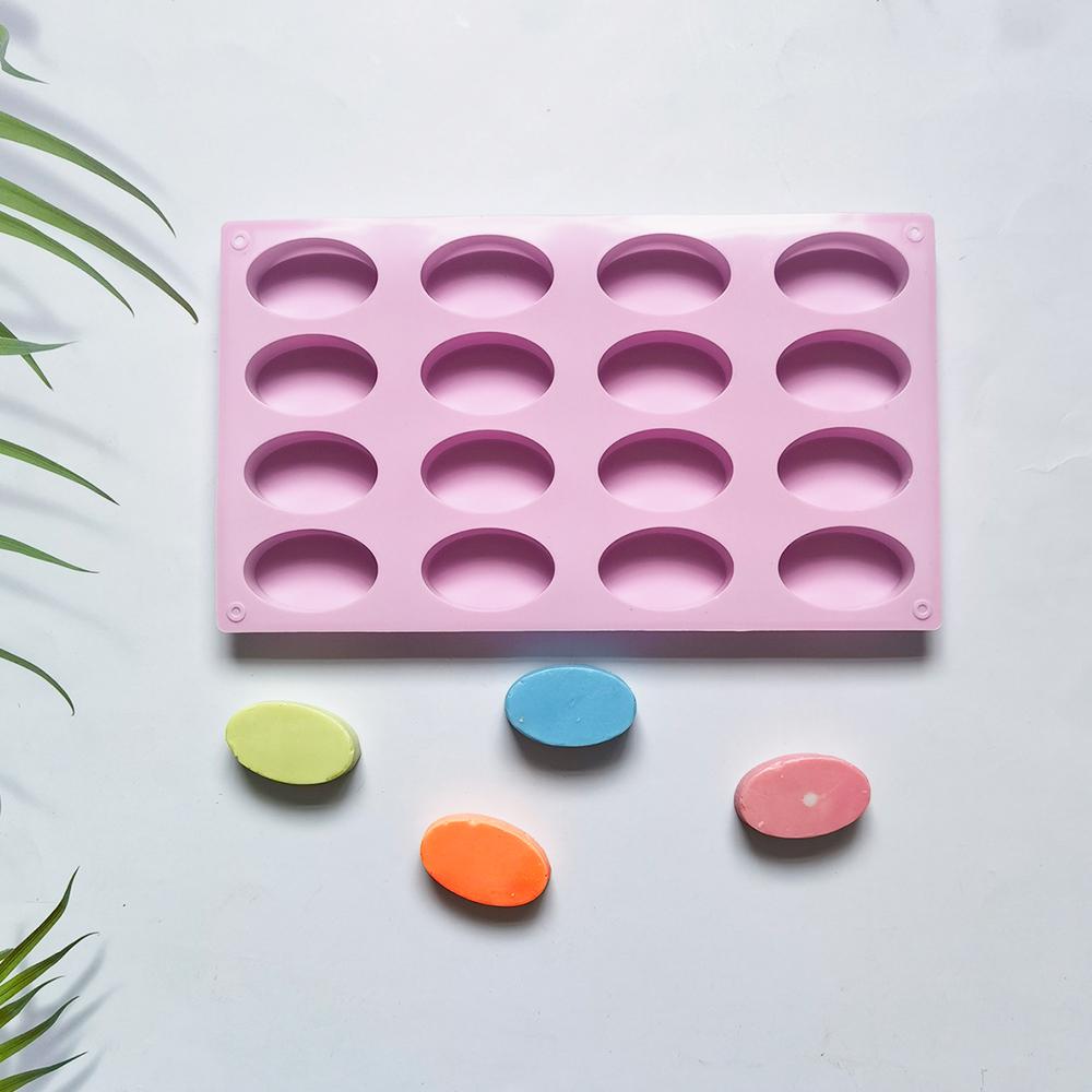 Matriță de Săpun Handmade DIY Ovală cu 16 Cavități Matriță din Silicon Pentru Fabricarea Săpunului și Mini Prăjituri Ciocolată Bomboane Tort Coacere