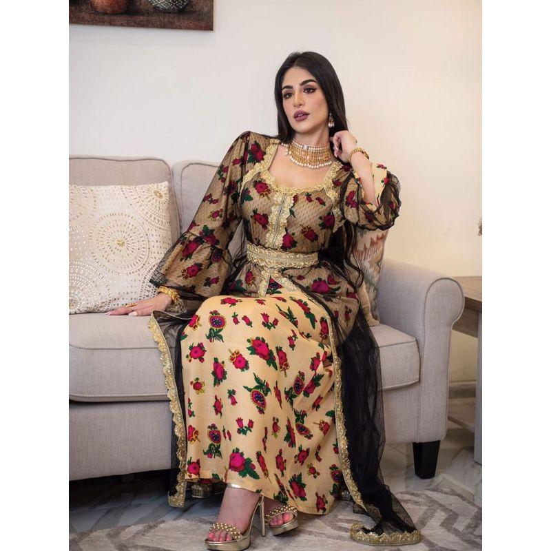 Middle East Ethnic Print Dubai Gauze Dress