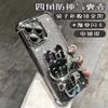 Applicable To iPhone16promax Mobile Phone Case 15 Makeup Mirror 12pm Rabbit Bracket 14 Four Corners 13 Anti-drop Soft Case