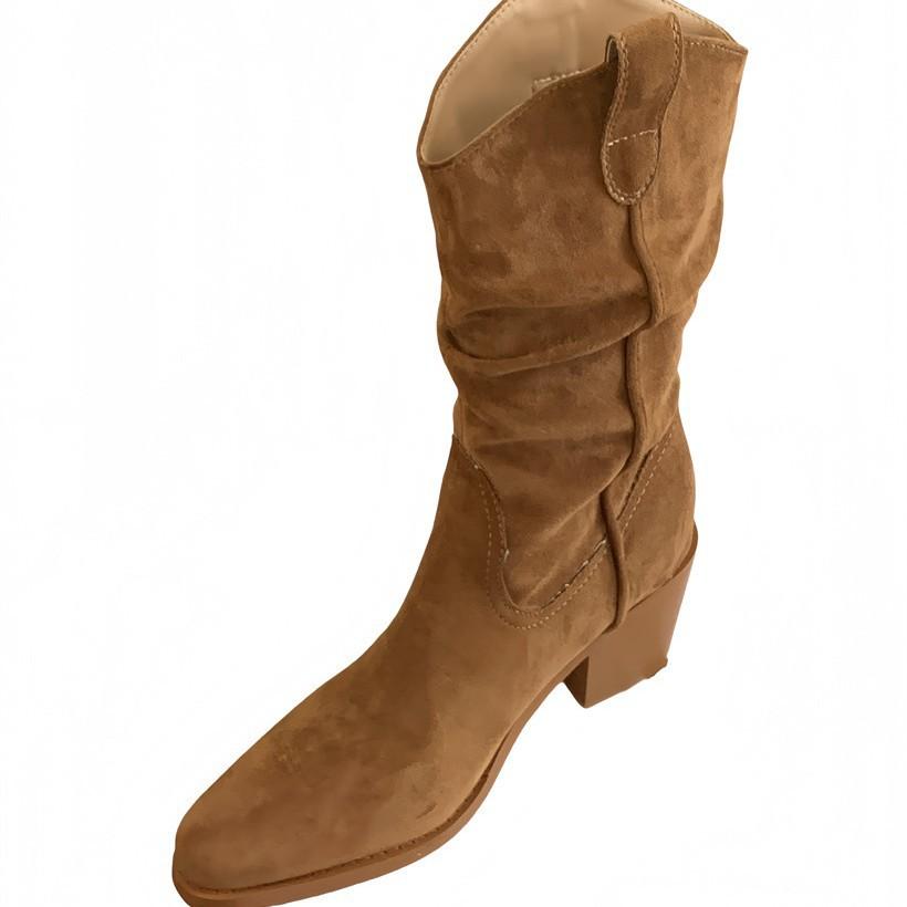 Coarse heel French retro pointed western cowboy short boots women's boots new in autumn and winter 2025