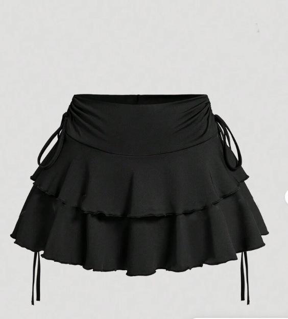 European Y2K Low-Waist Pleated Sports Skirt with Lace-up Design