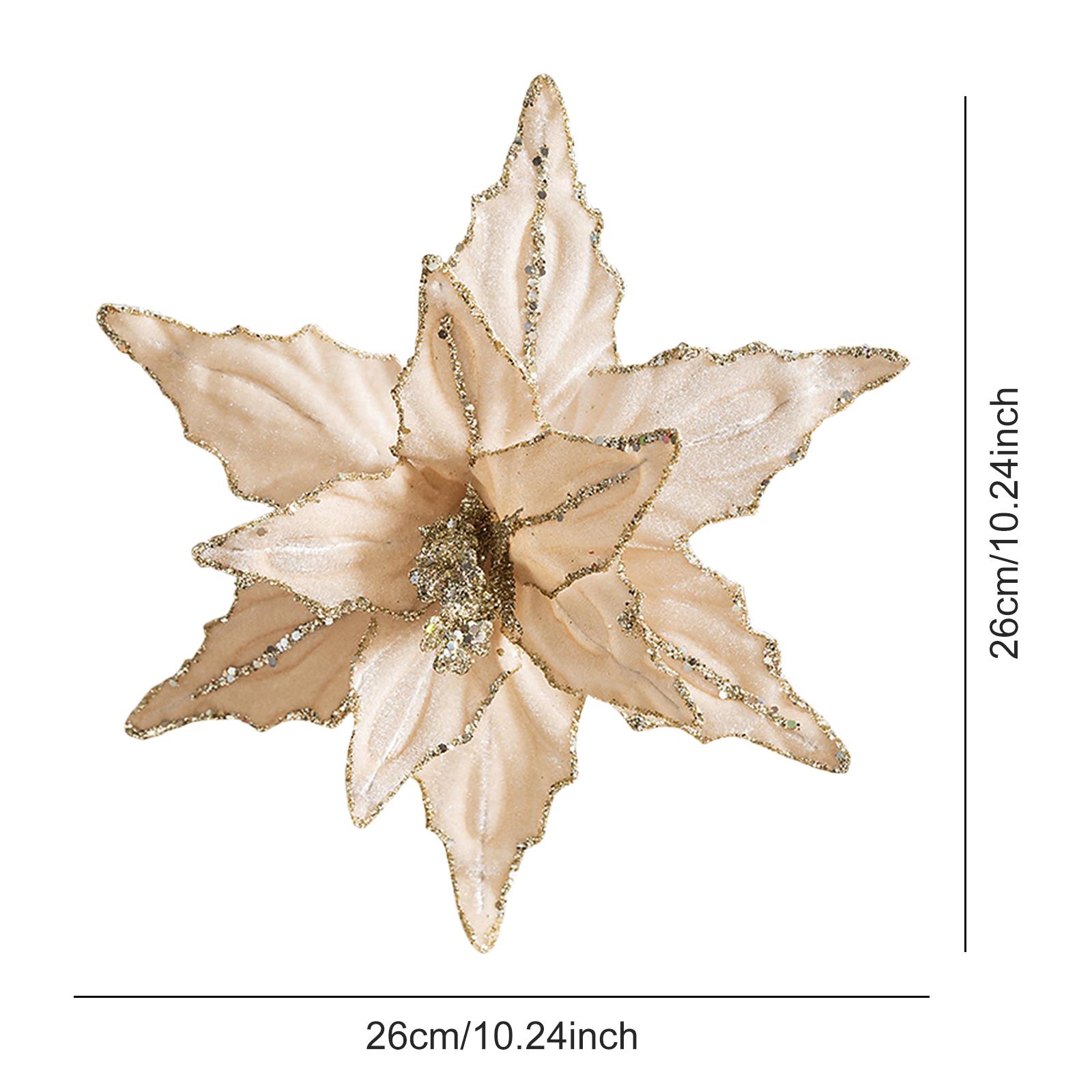 

Velvet Cloth Artificial Christmas Flower Glitter Red Glitter Christmas Flower Flower Hanging Ornament Christmas Tree Decoration шампанского