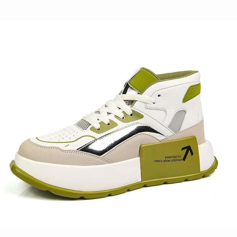 Spring Men's High Top Board Shoes Thick Sole Trend Casual Shoes Outdoor Anti-slip Wear Sports Board Shoes