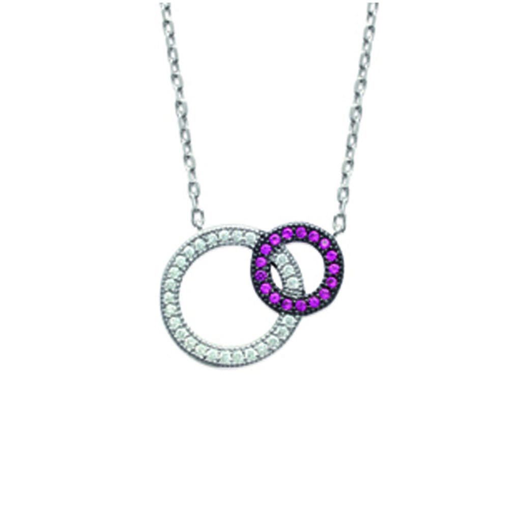 Les Trésors De Lily [M7624] - Silver Necklace 'Sissi' Pink White (rhodium-plated) - 15x15 Mm