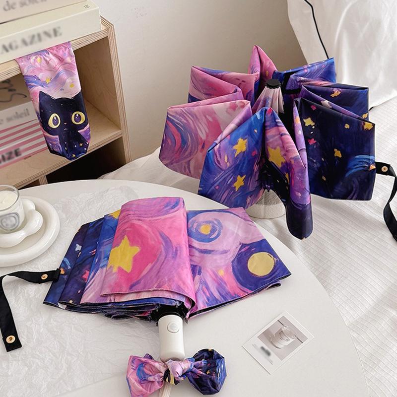 Cartoon Cat Pink Folding Umbrella Professional Sun Protection And UV Protection Umbrella Dual use of Rain and Sunny Automatic