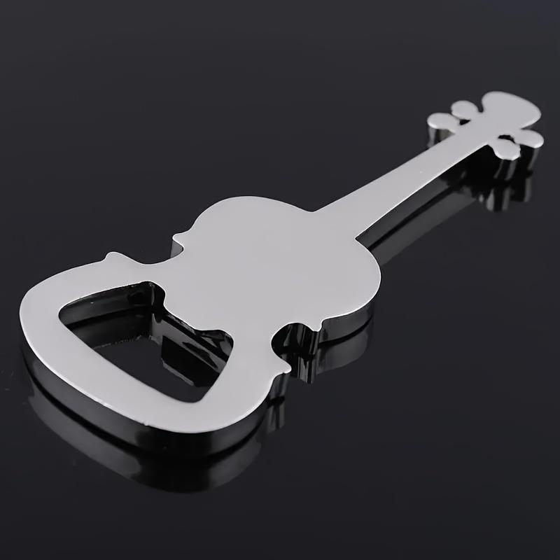 Metal Guitar-Shaped 1pc Bottle Opener Keychain - Perfect for Kitchen & Dining, Ideal Gift for Music Lovers
